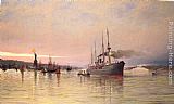 Famous Harbor Paintings - A View Of New York Harbor